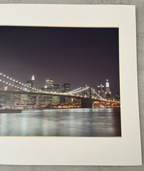 Brooklyn Bridge Night Cityscape Landscape Matted Color Photograph