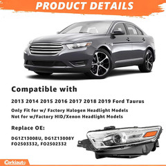 Headlight Assembly Compatible with 2013 2014 2015 2016 2017 2018 2019 Ford Tauru