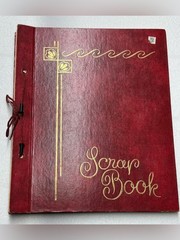Mid‑Century Red Scrap Book • Gold Embossed Cover • Blank Beige Pages • 79¢ Label