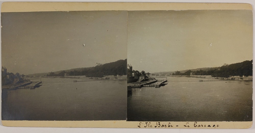 France Île Barbe Saône Lyon Photo Stereo St9T3n4 Vintage Argentique C1900