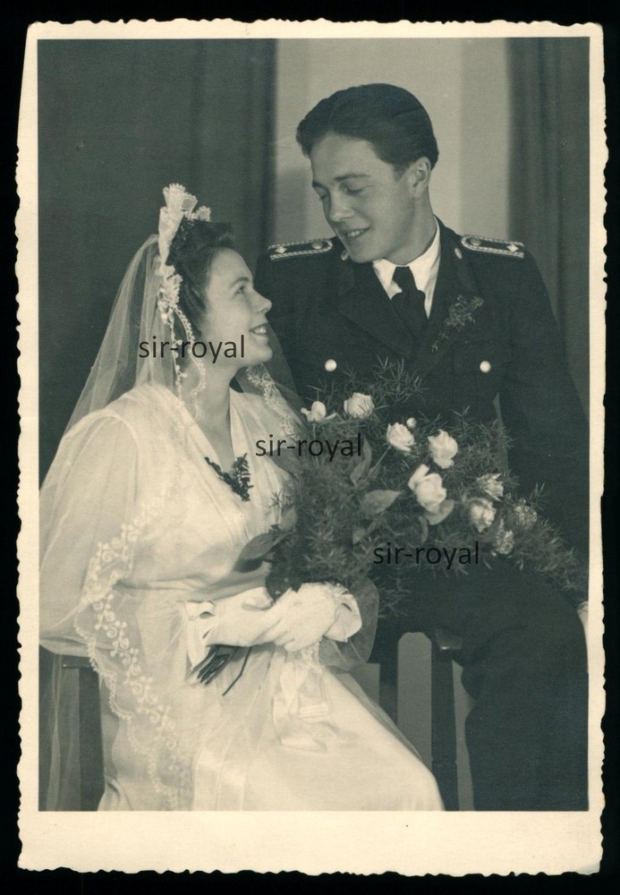 1949 Wedding in Uniform – Military? – Neustadt Dosse – 1940s – photo 10×14 cm