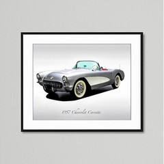 Classic Cars – 1957 Chevrolet Corvette in Inca Silver – Print