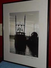 Fishing Boat Trawler B&W Photo Signed Thomas St. Germain Glass Framed 21″ x 17″