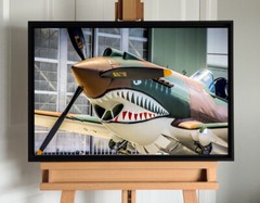 Aviation Decor, WWII Aircraft Wall Art, P-40 Flying Tiger, 20″x30″ canvas Framed