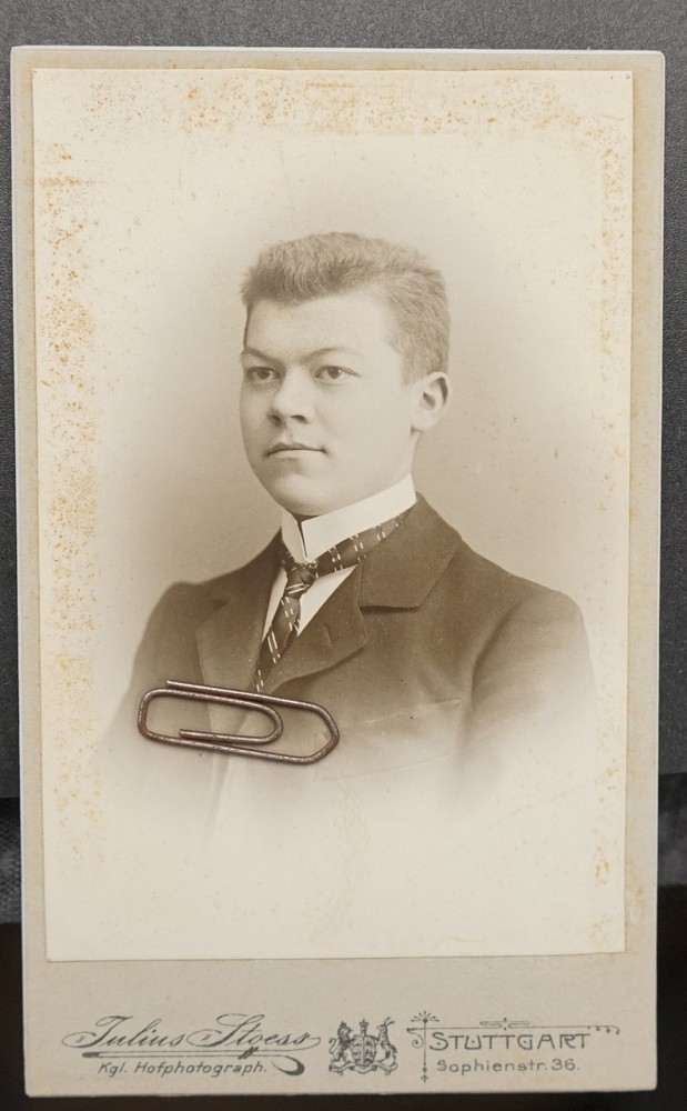 S photo CDV KAB portrait Stuttgart Baden model boy teenager court tie fashion