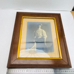 Antique Portrait Photograph – J. Fuchs Cologne, c. 1900, in Wooden Frame 39×33 cm
