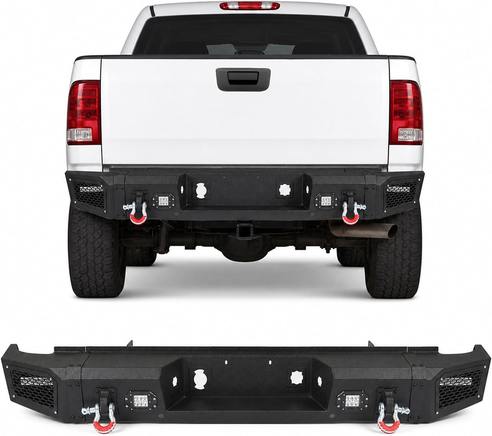 Rear Bumper Fit for Chevy Silverado 1500 GMC Sierra 2007-2013 | Heavy Duty Back