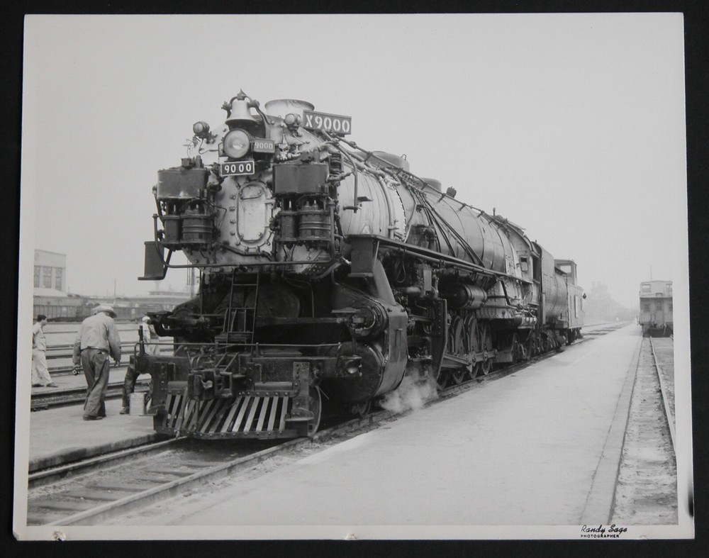 UNION PACIFIC X9000 Locomotive Photograph Vtg 50s Railway Railroad Station FRONT