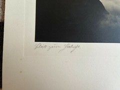 23x17cm on 42x32cm Beautiful Barite Photo Circa 1930 Mountains Signed Photo