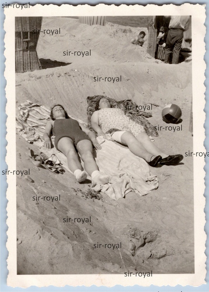 Rewahl West Pomerania 1939 – Pretty Women Beach – 1930s Poland Rewal Photo 6x9cm