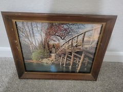 13.5″ X 10.5″ Picture of Bridge with Statue in Massachusetts in Wooden Frame