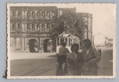 Trier 1949 – Porta Nigra Tram Cyclist Streetlife – Vintage Photo 1940s