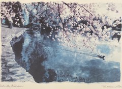 Maureen Love Signed Original Art Print «Under the Blossoms» Matted 20” by 16”