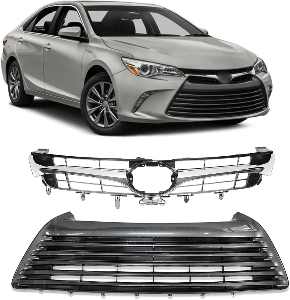 Front Upper & Lower Bumper Grille Assembly Fit for 2015 2016 2017 Toyota Camry L