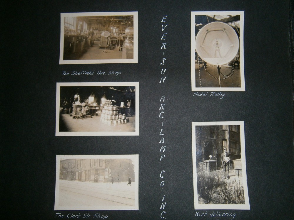 5 Rare Vintage Original 1930s Photographs of Ever Sun Arc Lamp Co. Chicago Ill.