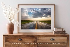 Highway Photography Print: Oklahoma Road Trip Rain Travel Landscape Photo
