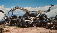 VINTAGE AIRCRAFT AIRPLANE SALVAGE SCRAPYARD SURREAL LANDSCAPE COLOR PHOTOGRAPH