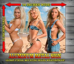 Olivia Dunne Sexy Swimsuit Pose on the Beach Version 2 Metal Sign Art 14″x 11″