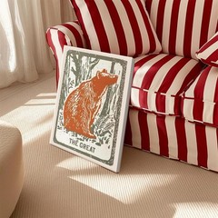 Framed Funny Woodland Deer Bear Canvas Wall Art Set of 2, Vintage Rustic Fore…