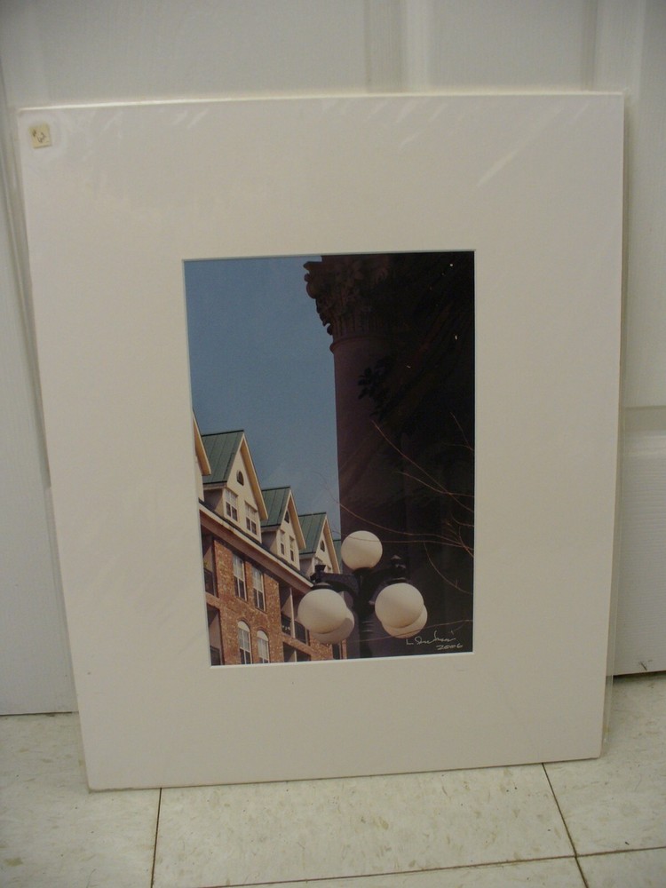 MATTED PHOTOGRAPHY Street Light by Sculpted Columns in Town by Larry Santuchi