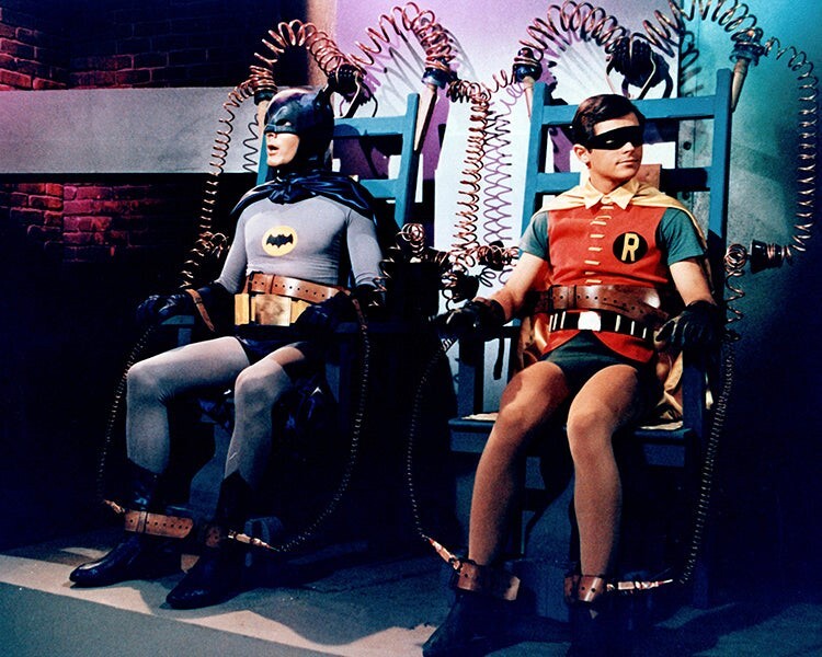 Batman and Robin strapped to electric chair 1960’s TV series 16×20 Poster