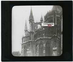Reims Cathedral France, Photo Glass Plaque, Black & White, Positive 8.5×10 Cm
