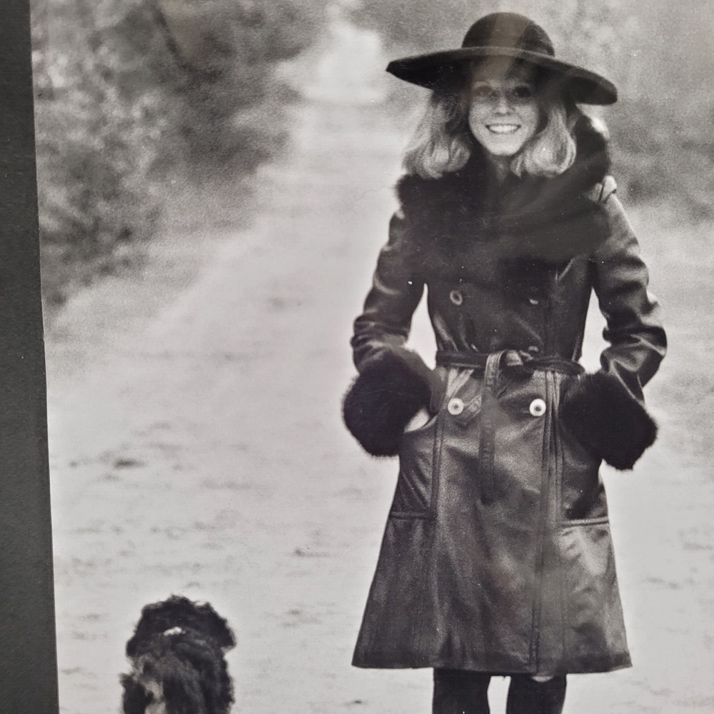 Original Film Photo 1970s Mode Portrait Young Woman With Dog