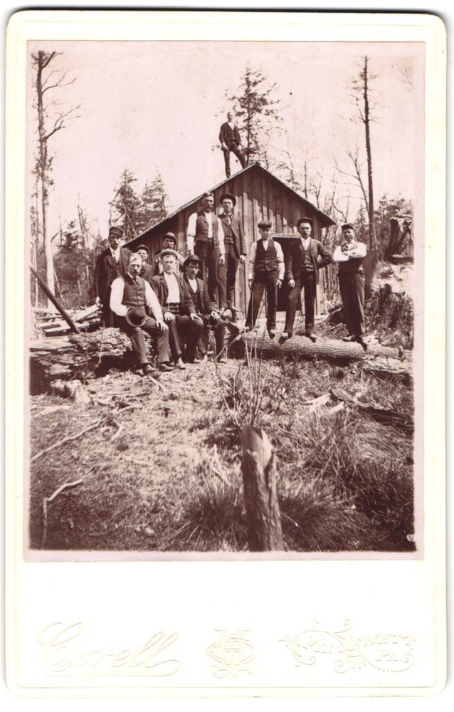 2 Photographs Corell, Mount Jewett / PA, View Hamlin Township, Workers of