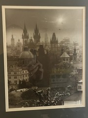 Large Prague Skyline Black And White Photo Framed in Great Condition