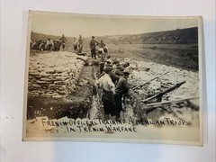 Real Photo WW1 French Officers Training American Troops In Trench Warfare 1917