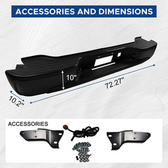 Black Rear Bumper Assembly Compatible with 2000-2006 Chevy Tahoe Suburban GMC Yu